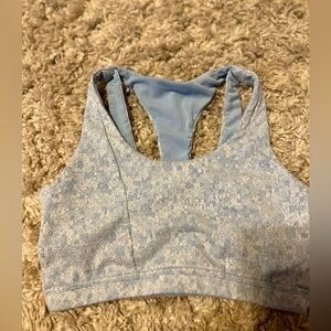 Gymshark Blue and white speckled Sports Bra  overlapping Racerback detail Small